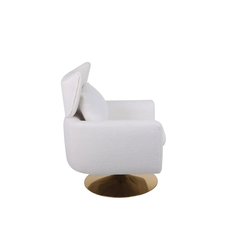 White 29.9 Upholstered 360 Swivel Accent Chair with Iron Base
