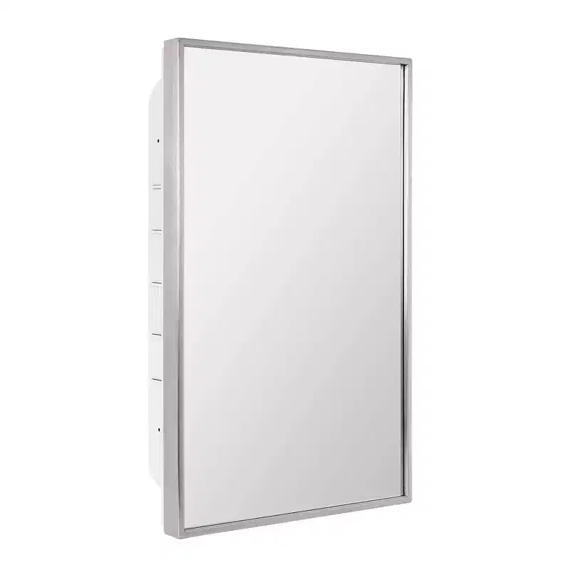Head West 16"x26" Brushed Chrome Recessed Medicine Cabinet Mirror