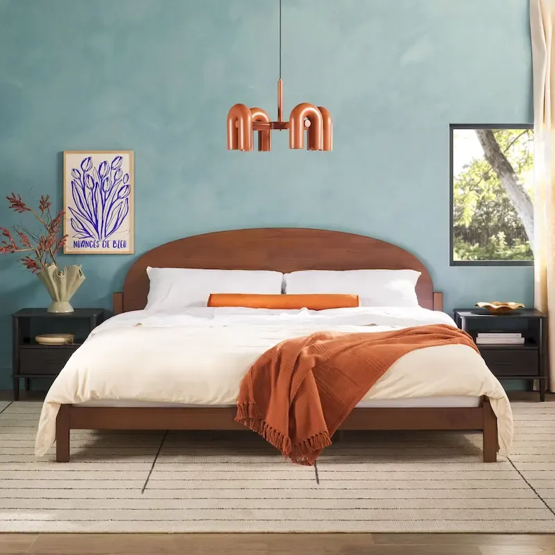 Middlebrook Designs Arched Headboard Solid Pine King Bed