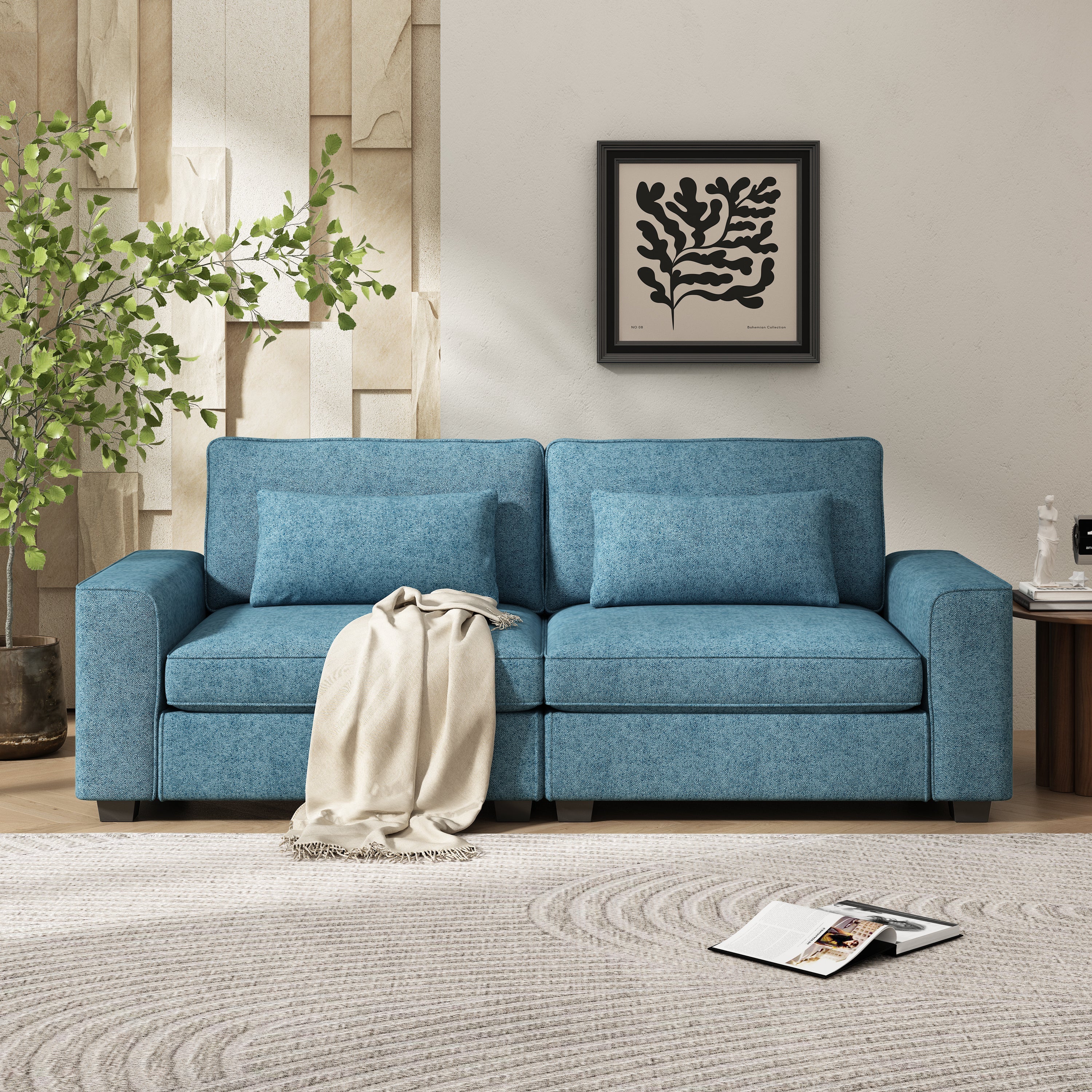 Modern Upholstered Loveseat Sofa with Plush Cushions