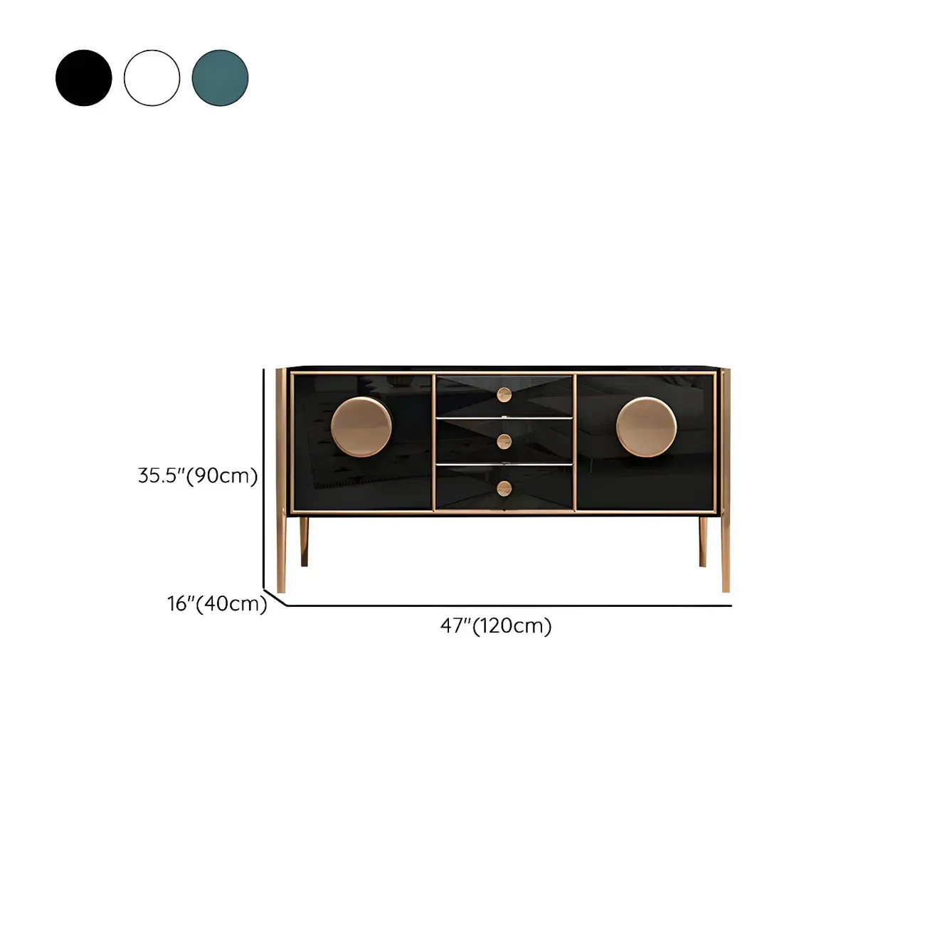 Modern Glossy Wooden Buffet Table with Drawers & Cabinets