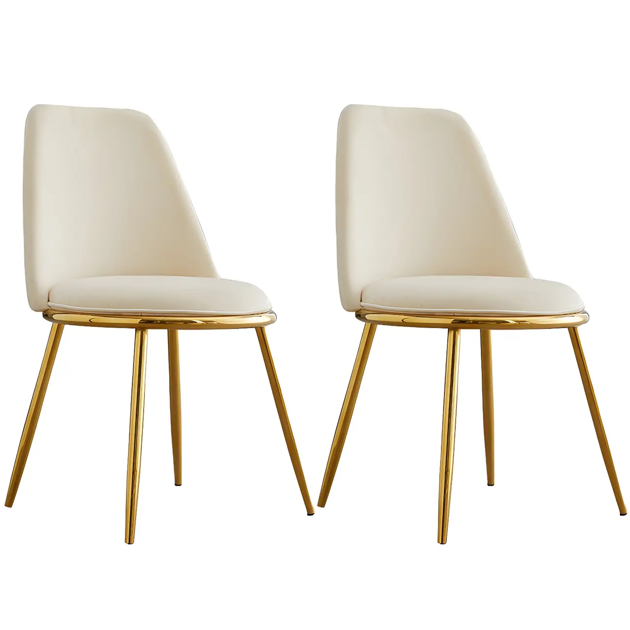 Glam Scandinavian Leather Armless Dining Chairs Metal Frame