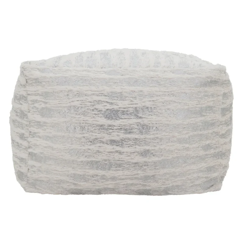 Faux Fur Pouf With Foil Print Design