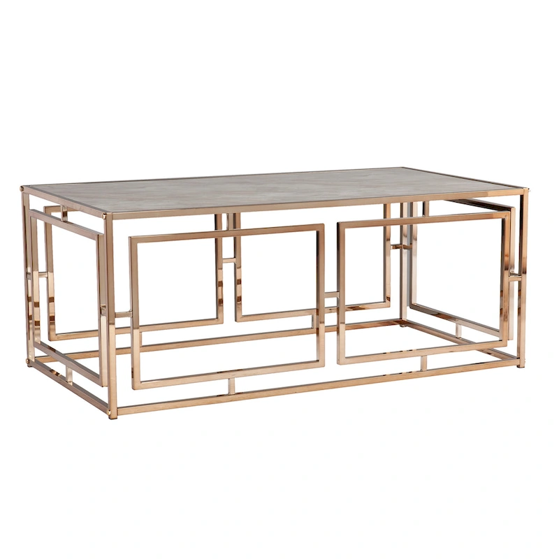 SEI Furniture Simons Rectangular Geometric Faux Marble Coffee Table