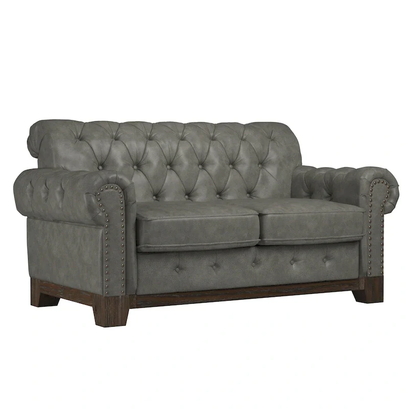 Greenwich Tufted Rolled Arm Nailhead Chesterfield Loveseat by iNSPIRE Q Artisan