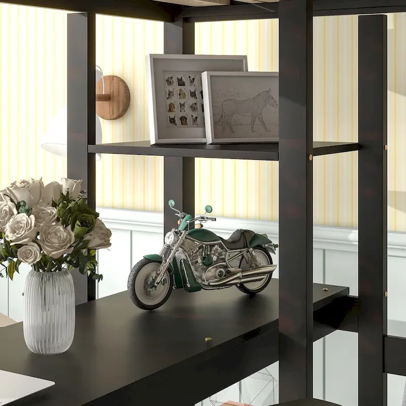 Full Loft Bed with Desk ,Shelves and Ladder