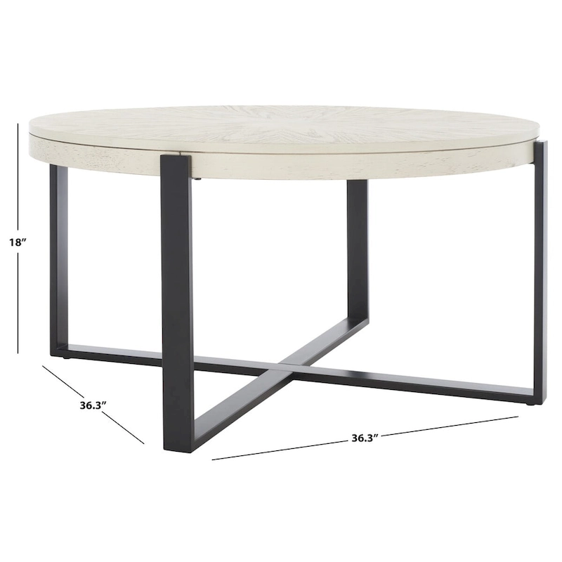 SAFAVIEH Deetta White Marble/ Black Round Coffee Table - 36 W x 36 D x 18 H - 36Wx36Dx18H