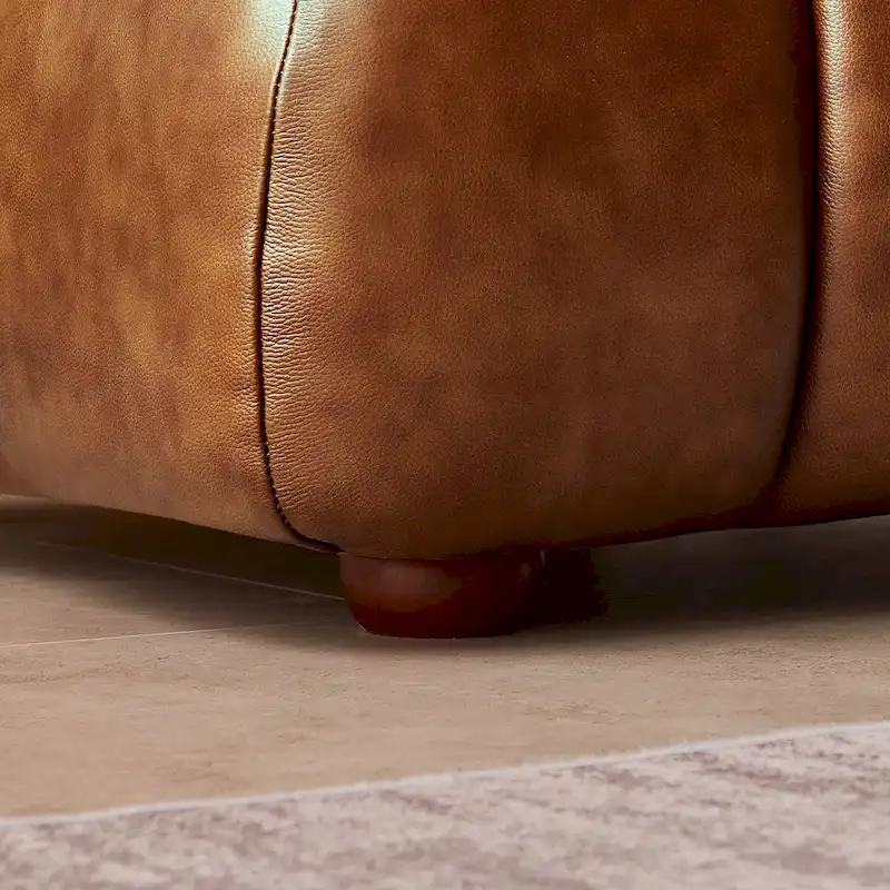 Rovan Mid-Century Modern Luxury Couch in Cognac Leather