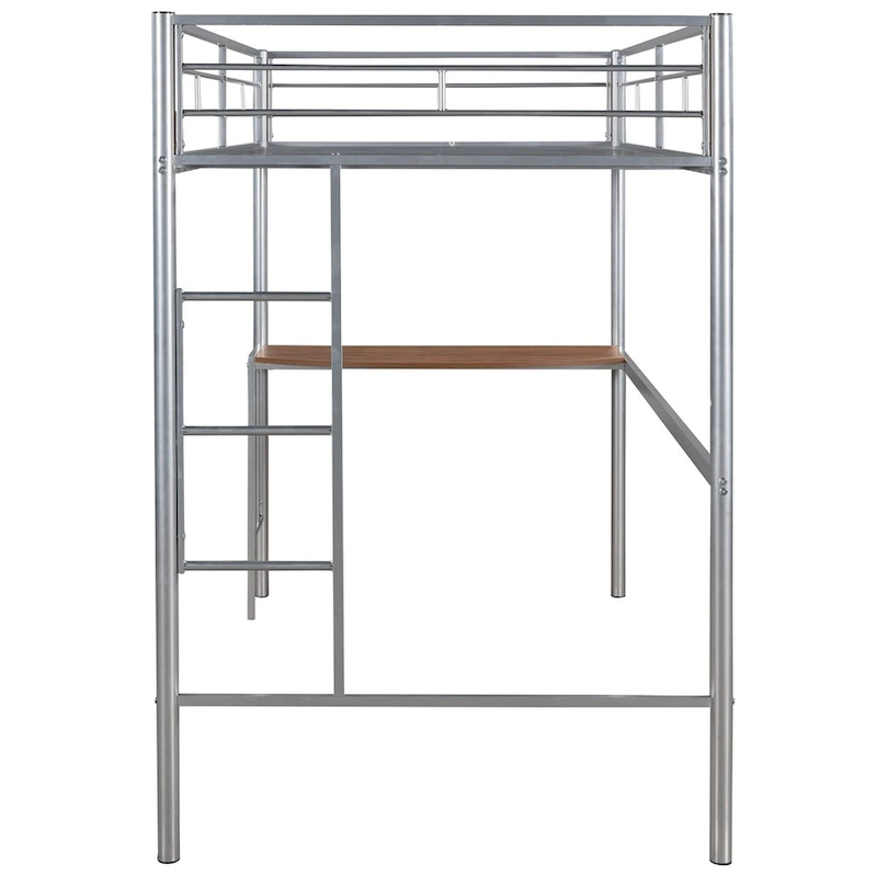 Merax Twin Metal Loft Bed with Desk, Ladder, and Guardrails
