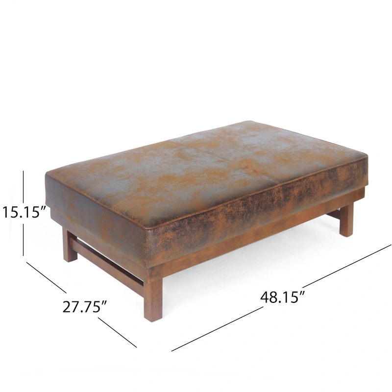 Hillman Modern Microfiber Cocktail Ottoman with Wood Frame by Christopher Knight Home