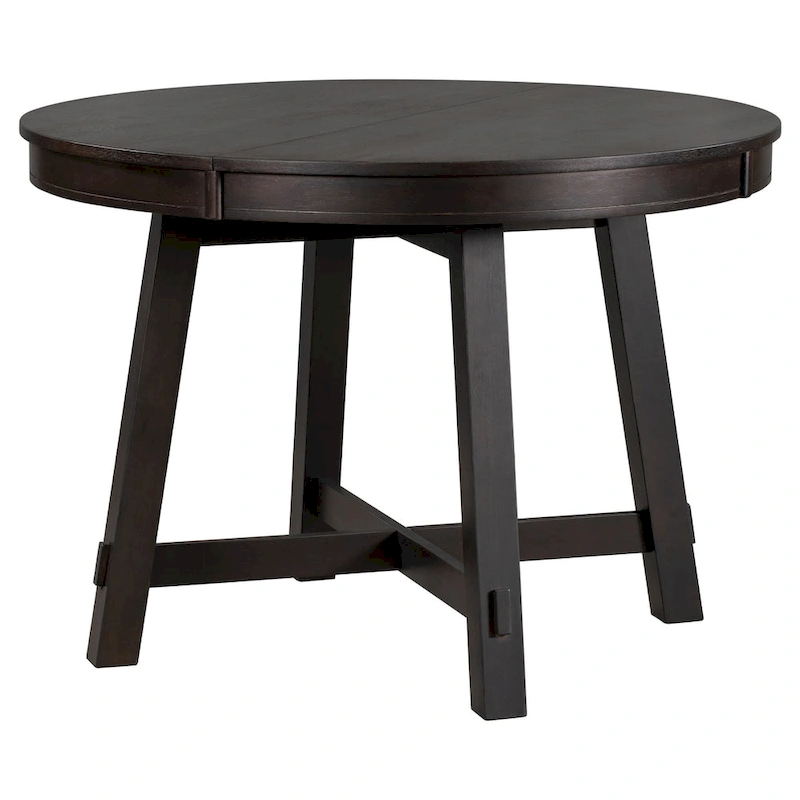 Farmhouse Round Extendable Dining Table with 16 Leaf Wood Kitchen Table