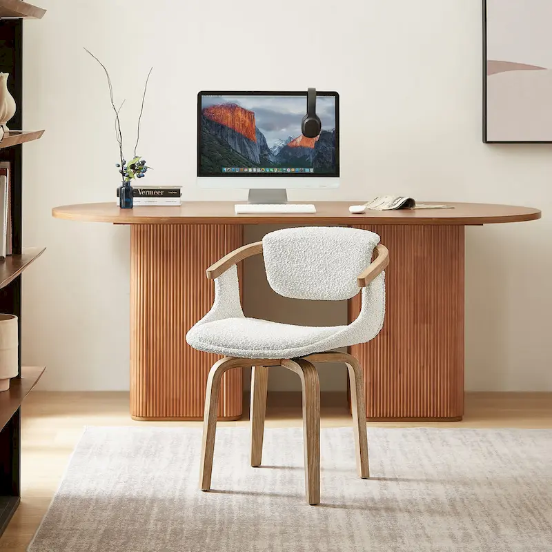 Art Leon Swivel Upholstered and Wood Accent Chair