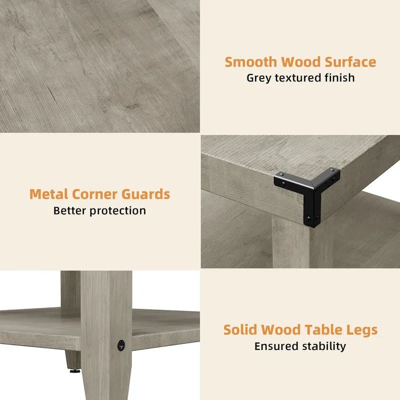 Farmhouse End Table 3 Tier Rustic Side Table