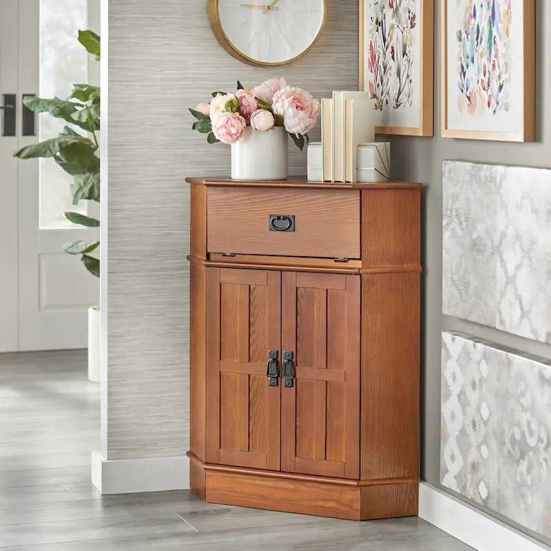 Wood Corner Cabinet - 34h x 24w x 18l
