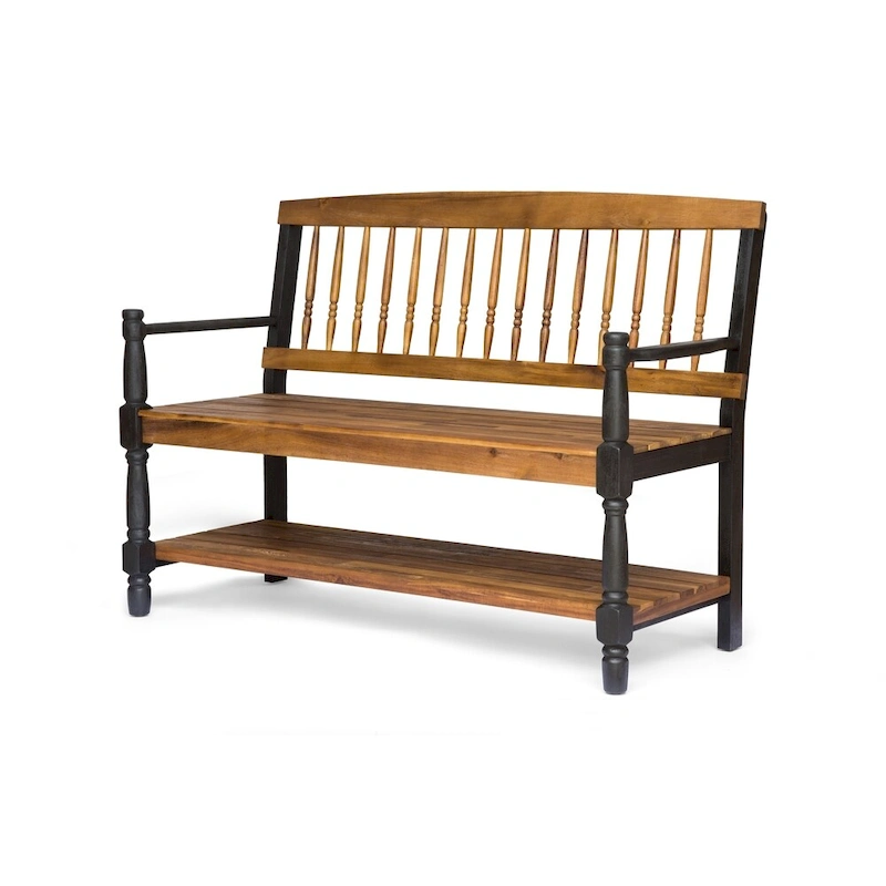 Lennon Acacia Wood Bench with Shelf by Christopher Knight Home