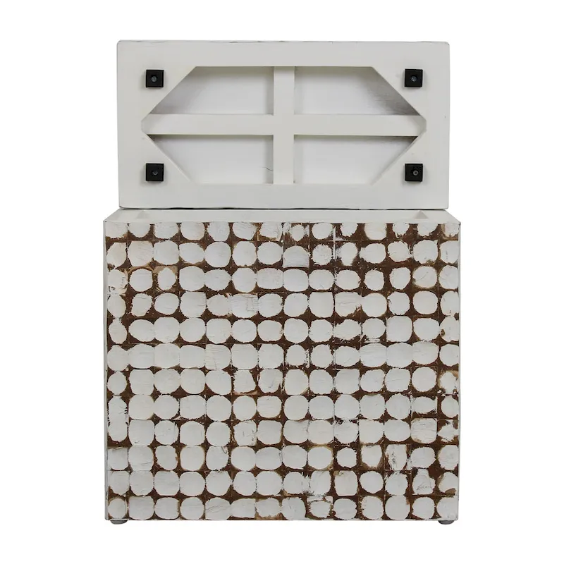 Juliette Distressed Natural Coconut Cube Accent Table by East at Main