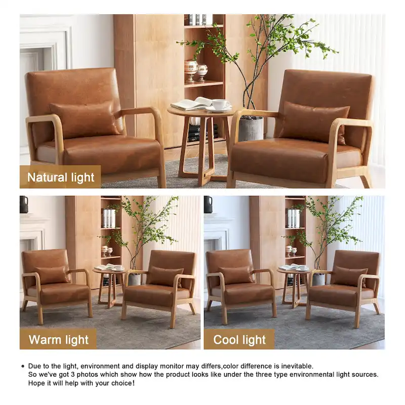 Upholstered Armchair Leisure Chair Accent Chairs Set of 2 with Pillow