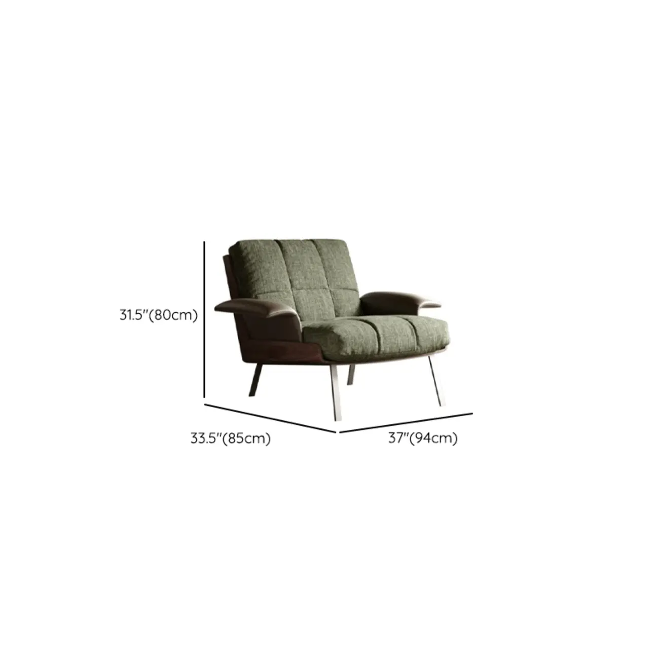 Modern Green Fabric Flared Arm Lounge Chair