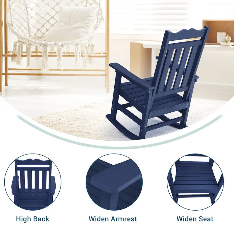 BONOSUKI Patio Adirondack Rocking Chair,Fire Pit Chair Weather Resistant