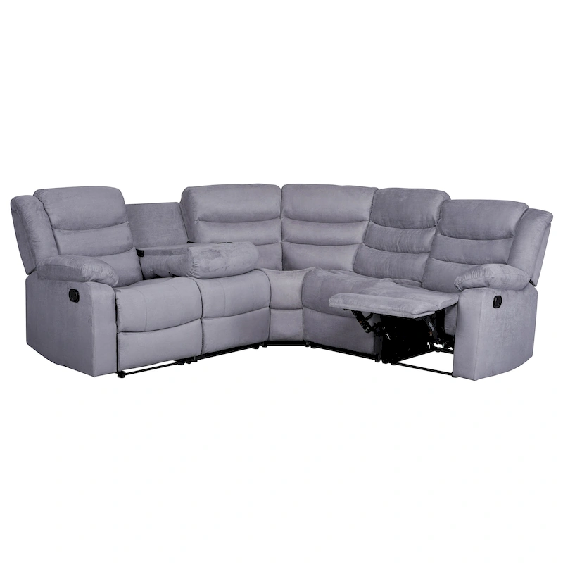 93 Width Polyester/Suede 5-Piece Manual Reclining Sectional Sofa