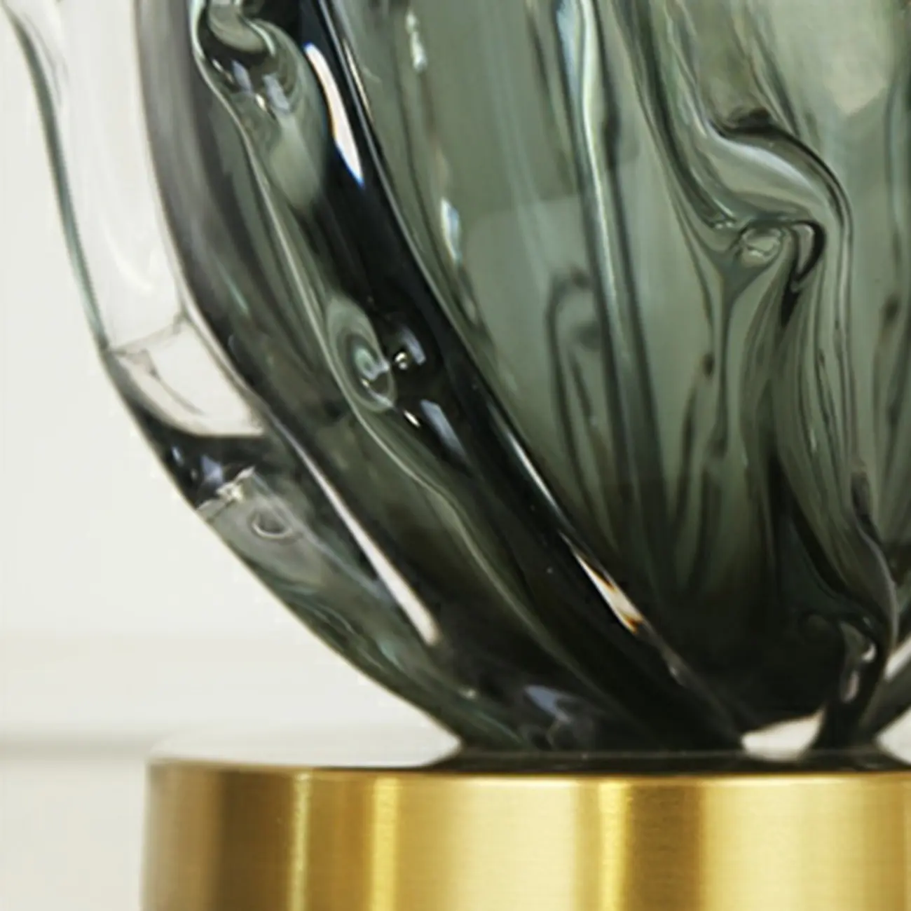 Modern Green Glass Table Lamp with Fabric Shape