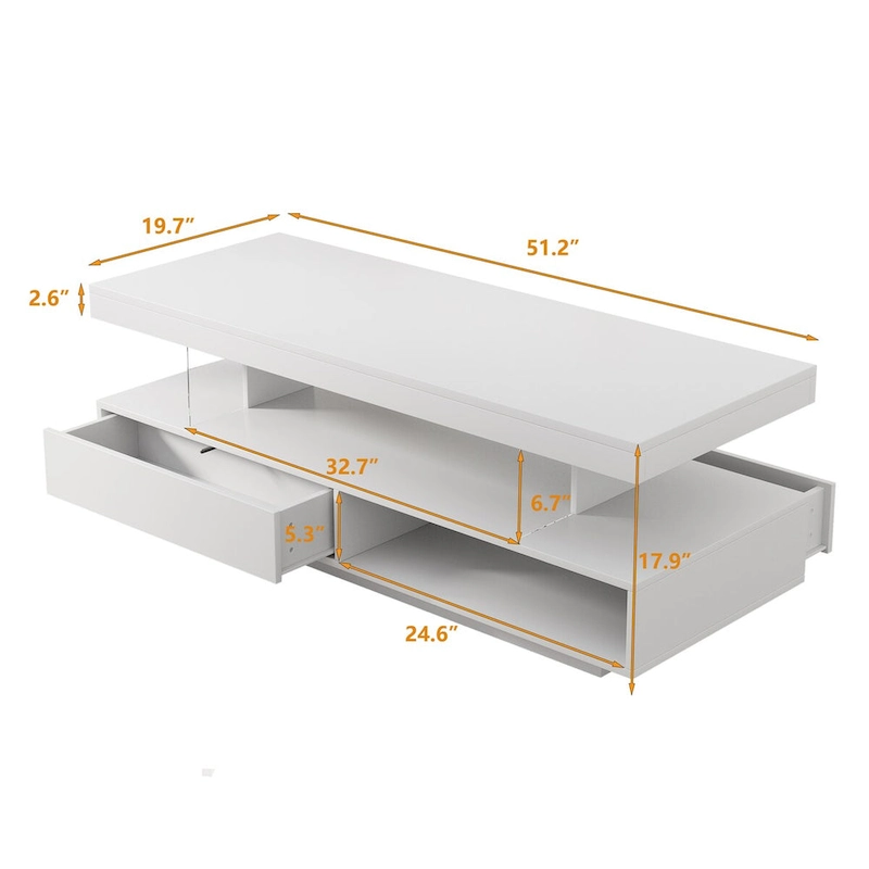 Coffee Table with 2 Drawers and Display Shelves