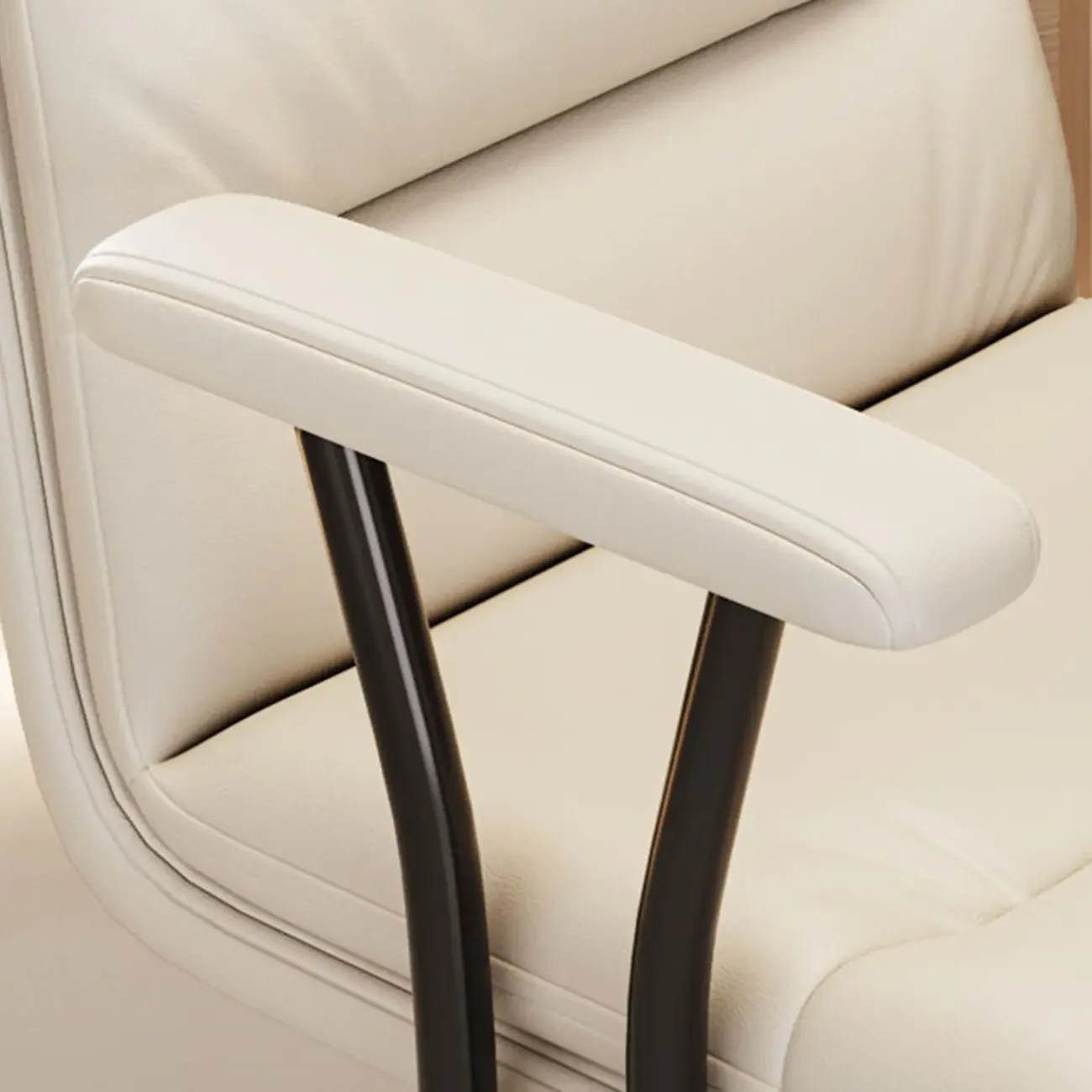 Elegant White Leather Ergonomic Swivel Office Chair