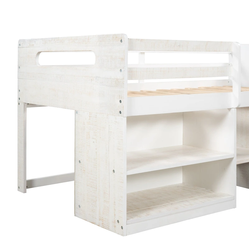 Twin Loft Bed with Shelves and drawers