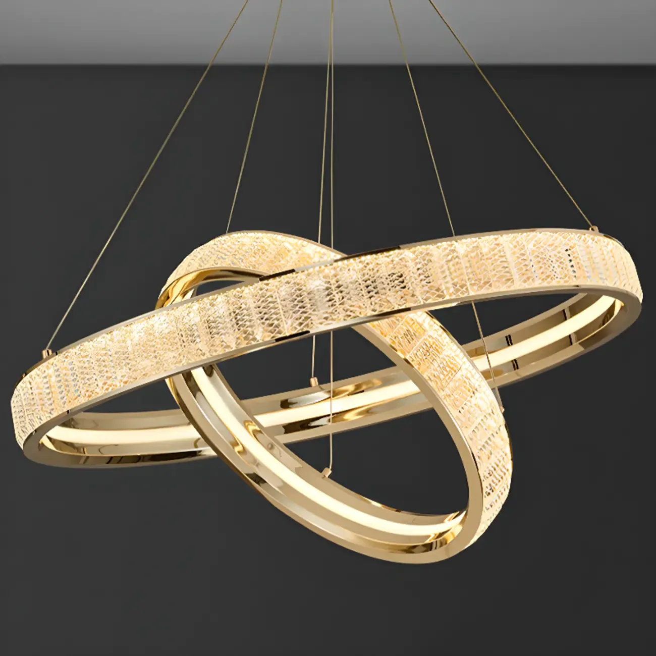 Luxury Gold Ring Crystal Elegant LED Chandelier