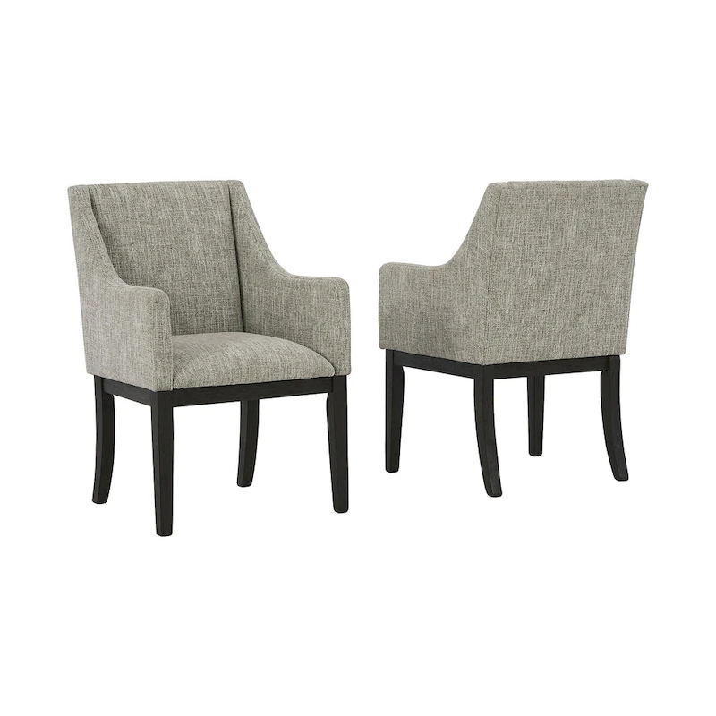 Burkhaus Dark Brown Dining Upholstered Arm Chair, Set of 2 - 21 W x 24 D x 36 H