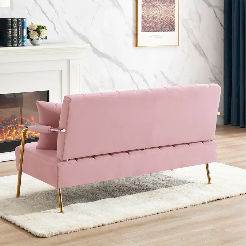 Ouyessir Upholstered Loveseat, Tufted Back Couch, Accent Armchair with 2 Pillows