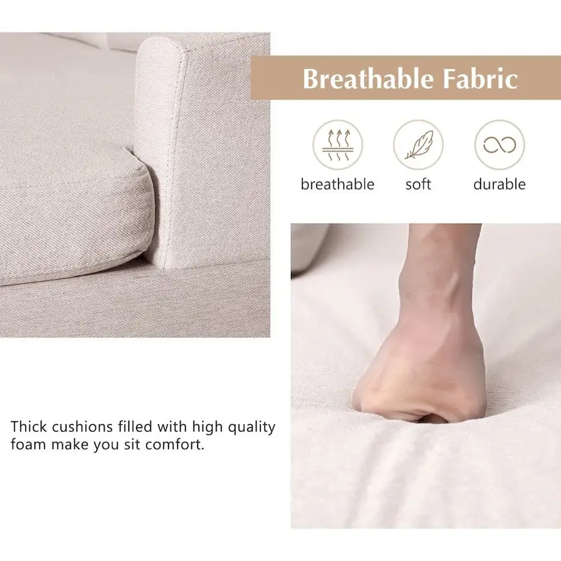 U-Shape Sectional Sofa, Double Extra Wide Chaise Lounge Couch