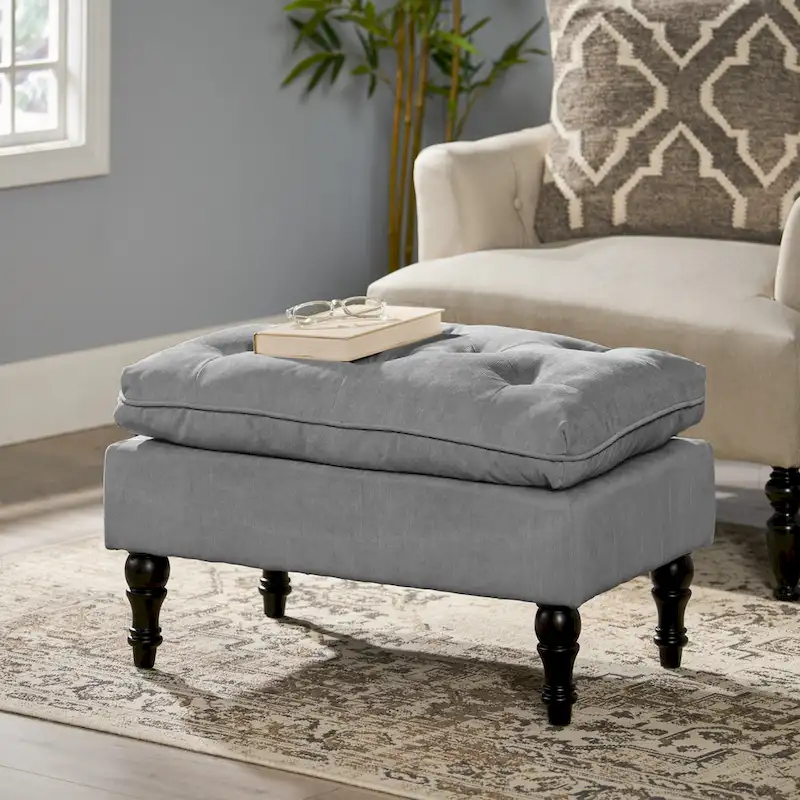 Jeremy Modern Tufted Fabric Pillow Top Ottoman by Christopher Knight Home