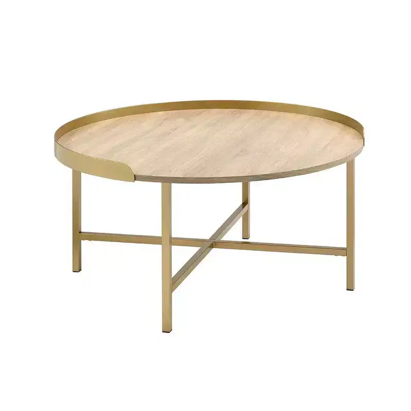 Acme Furniture Mithea Coffee Table Oak Table Top/Gold Finish
