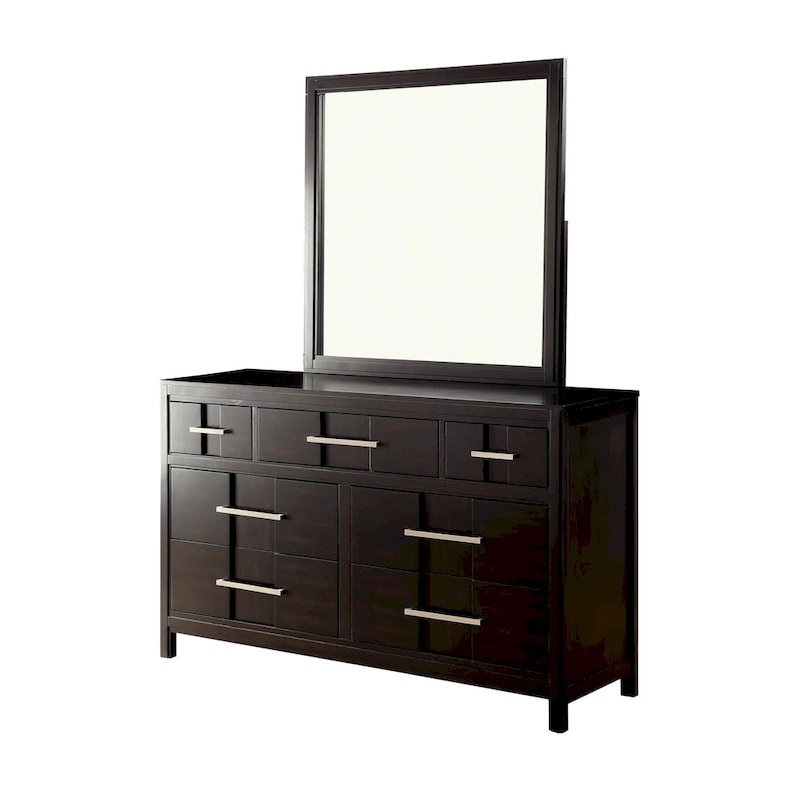 Tass Contemporary Wood 7-Drawer 2-piece Dresser and Mirror Set by Furniture of America