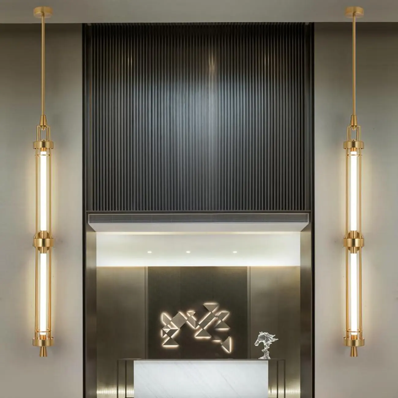 Gold Cylinder Wall Sconce Lamp with 2 LED Bulbs Warm Light