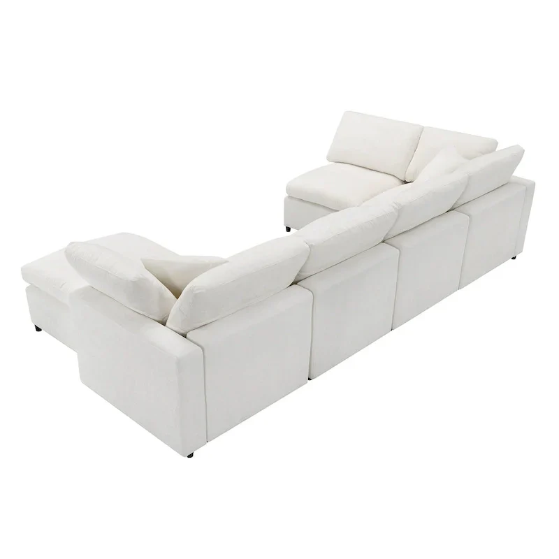 Modular Chenille Cloud Sofa Bed, Convertible U Shaped Sleeper Sofa