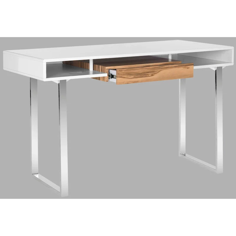 SAFAVIEH Bettyjane Modern White/ Chrome Computer Desk