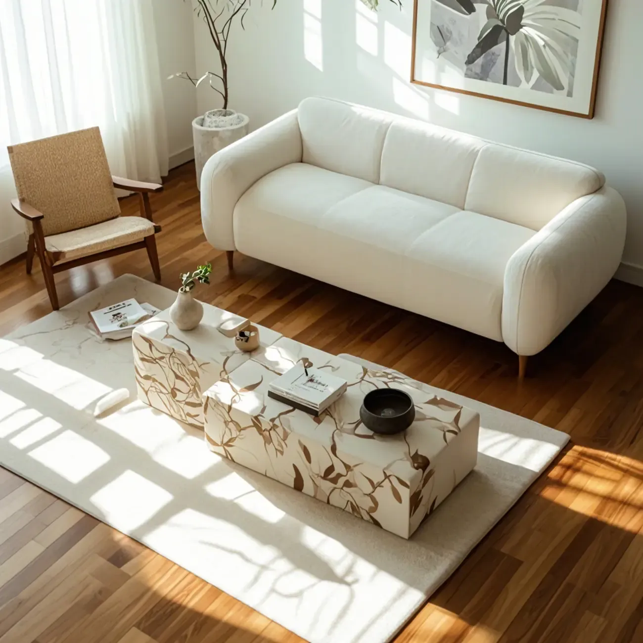Modern Wooden  Coffee Table Set with Square Design