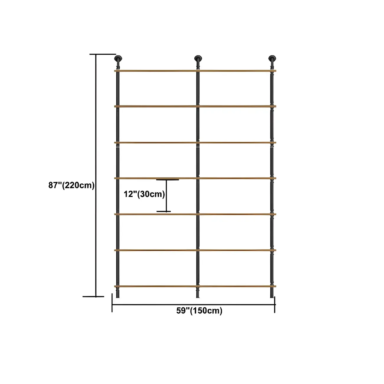 Industrial Black Wood Wall-Mounted Bookcase