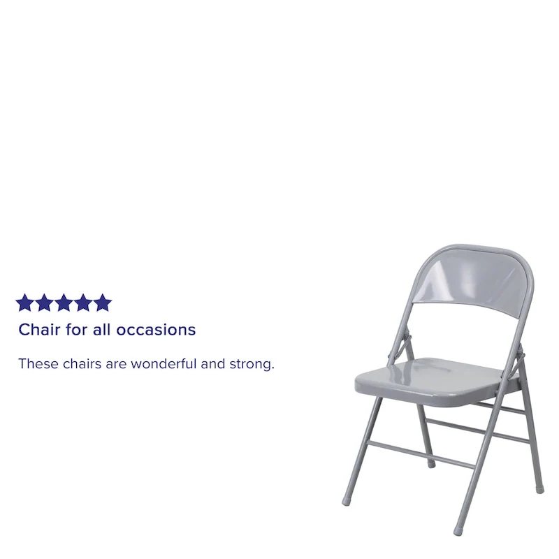 4 Pack Triple Braced & Double Hinged Metal Folding Chair