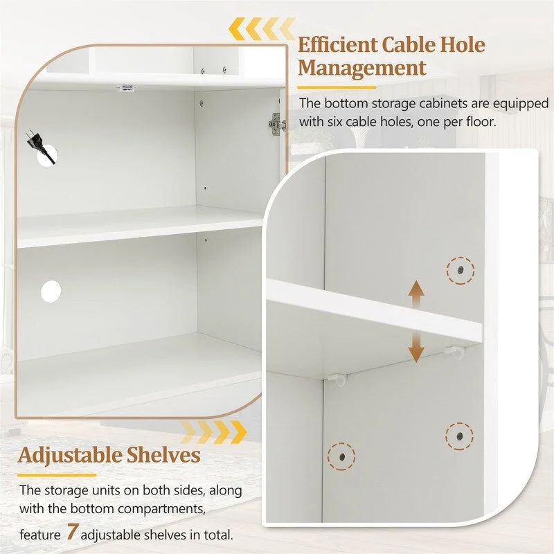 4-Piece Wall Unit Entertainment Center Set with Bookshelf , Versatile TV Stand with Adjustable Shelf, Media Console with Bridge