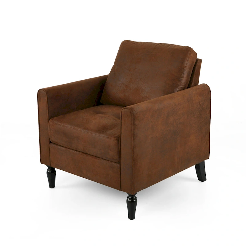 Modern 31 Microfiber Club Chair with Tapered Legs and Thick Seat Cushions