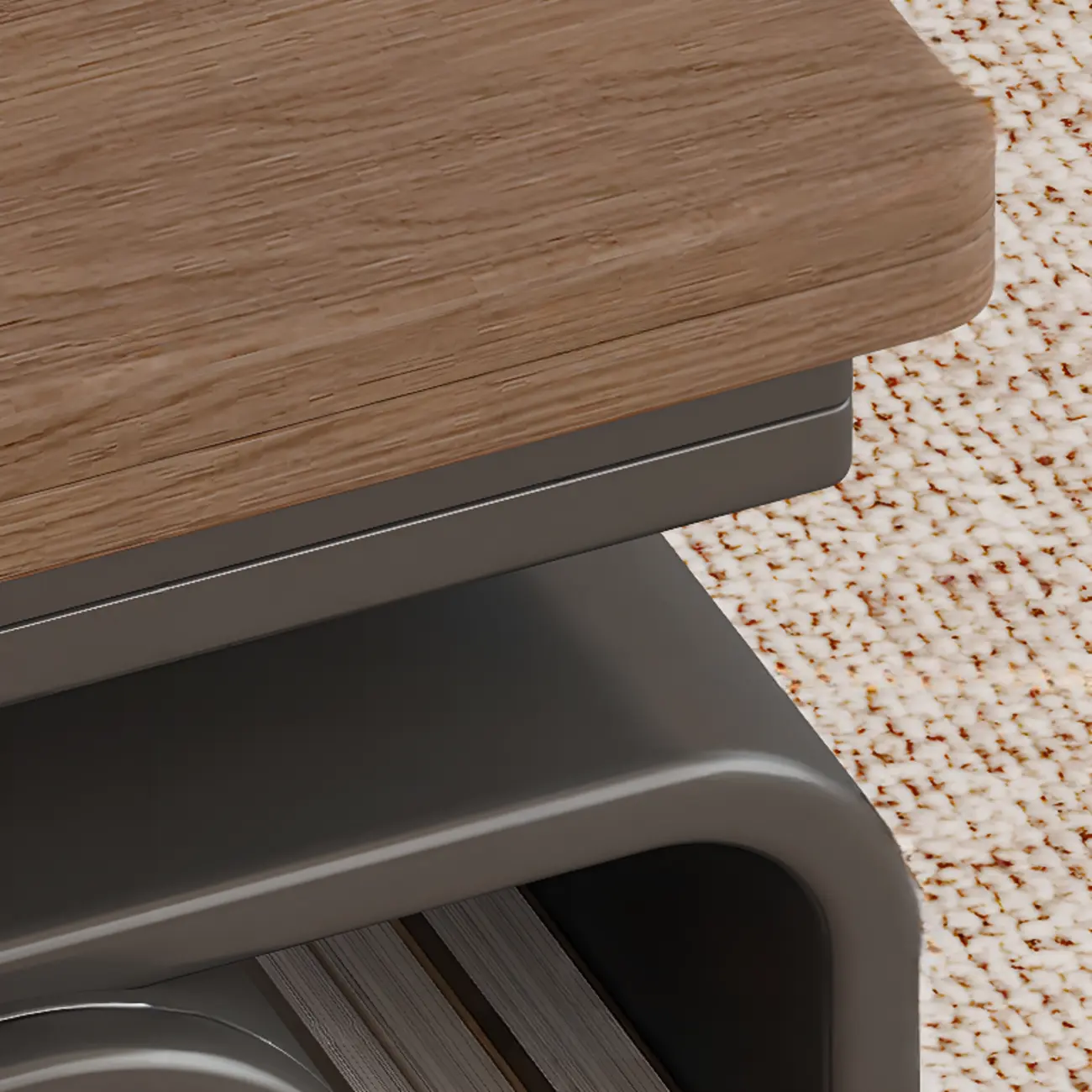 Adjustable Tabletop Modern Wood Side Table with Wheels