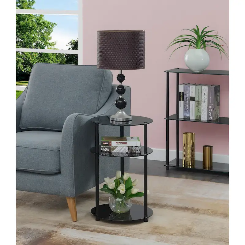 Convenience Concepts Designs2Go Classic Glass 3 Tier Round Table