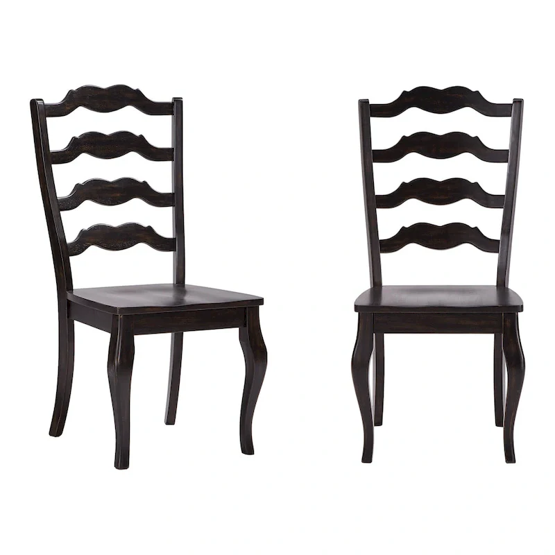 Ronda French Ladder Back Wood Dining Chairs (Set of 2)