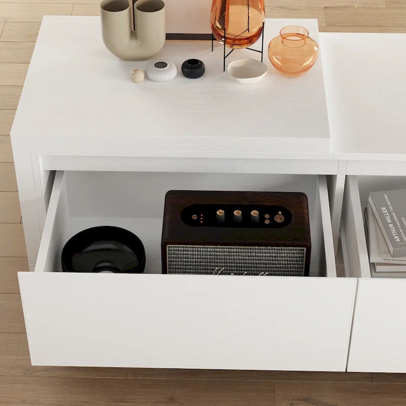 Entertainment Center Table Retracted Extendable TV Stand in Stretch