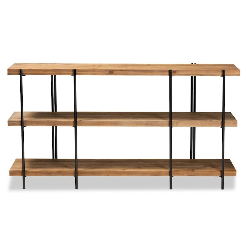 Tarah Brown Finished Wood and Black Finished Metal Console Table