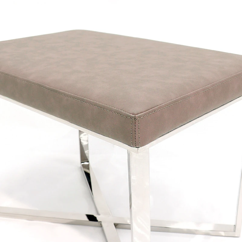 Pasargad Home Luxe Stool with Stainless Steel Base