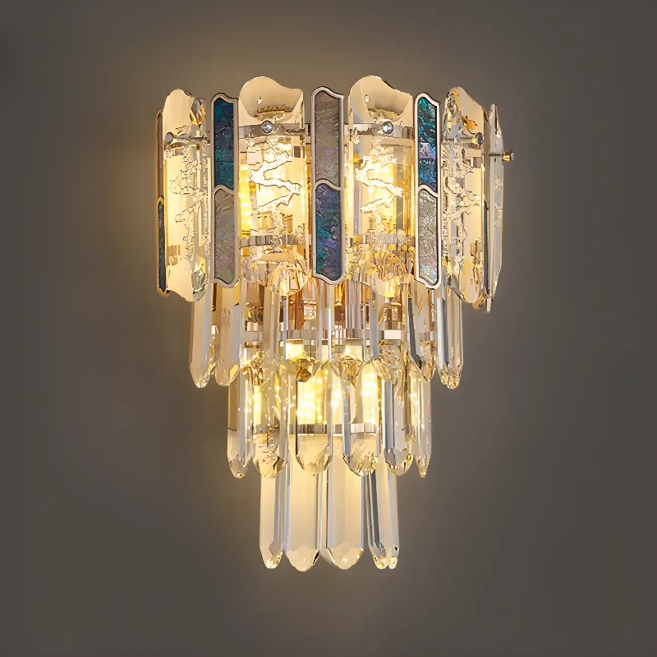 Modern Luxury Crystal Wall Sconce with Gold Finish